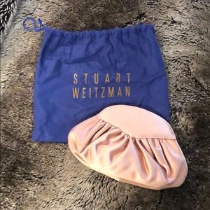 Stuart Weizman Satin Crush clutch. Rose Gold.